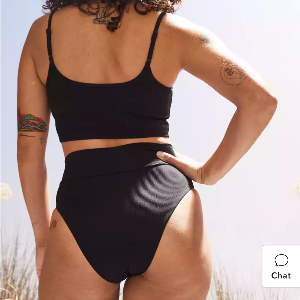 Aerie black ribbed high waisted bikini bottom
